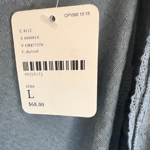 NWT We The Free Wynona Tee Women's Size Large Blue Deep V-Neck LS by Free People - Picture 8 of 9